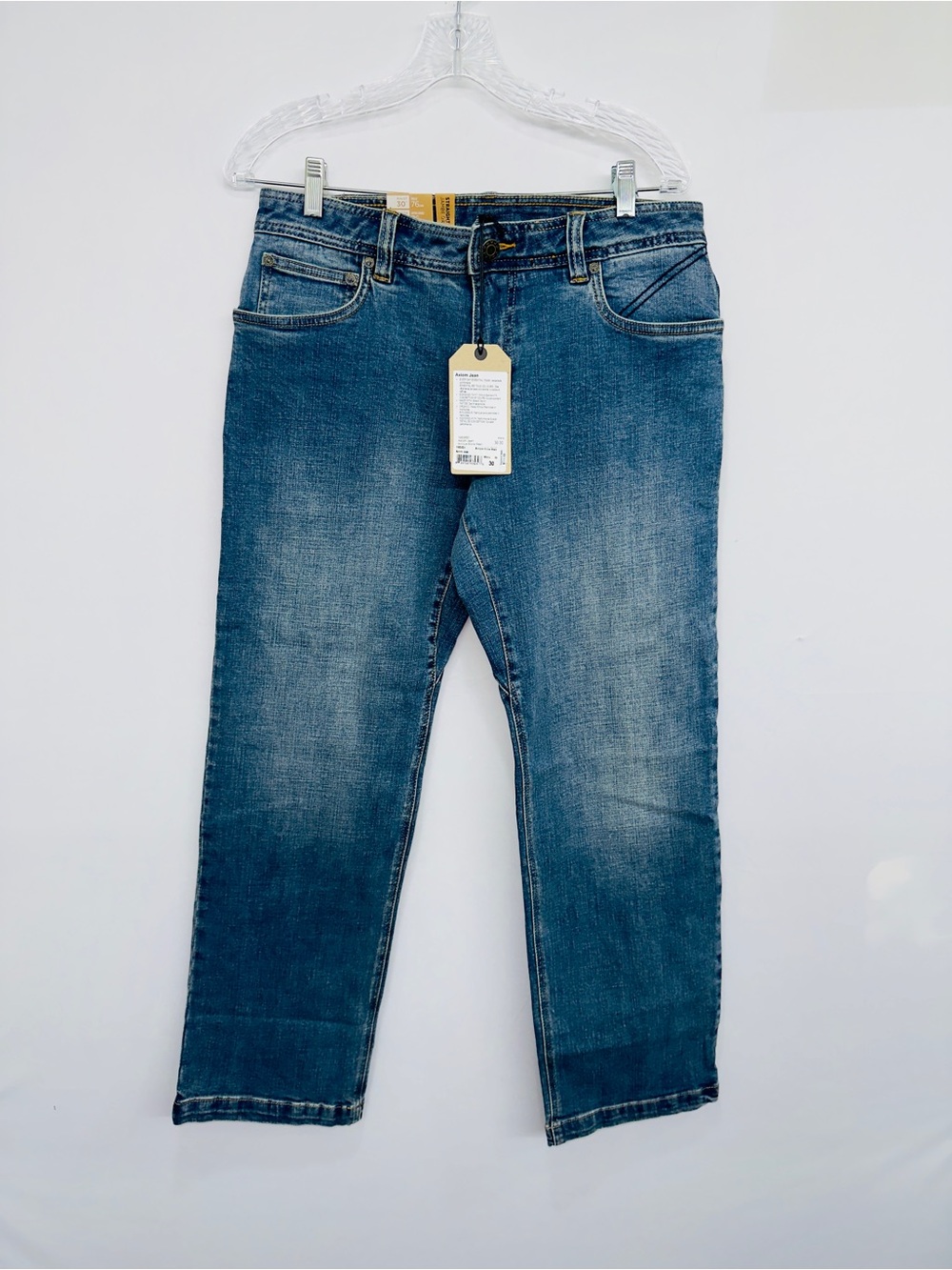 $110 prAna Mens Axiom Jean Antique Stone Wash Straight Leg Stretch Denim 30x30